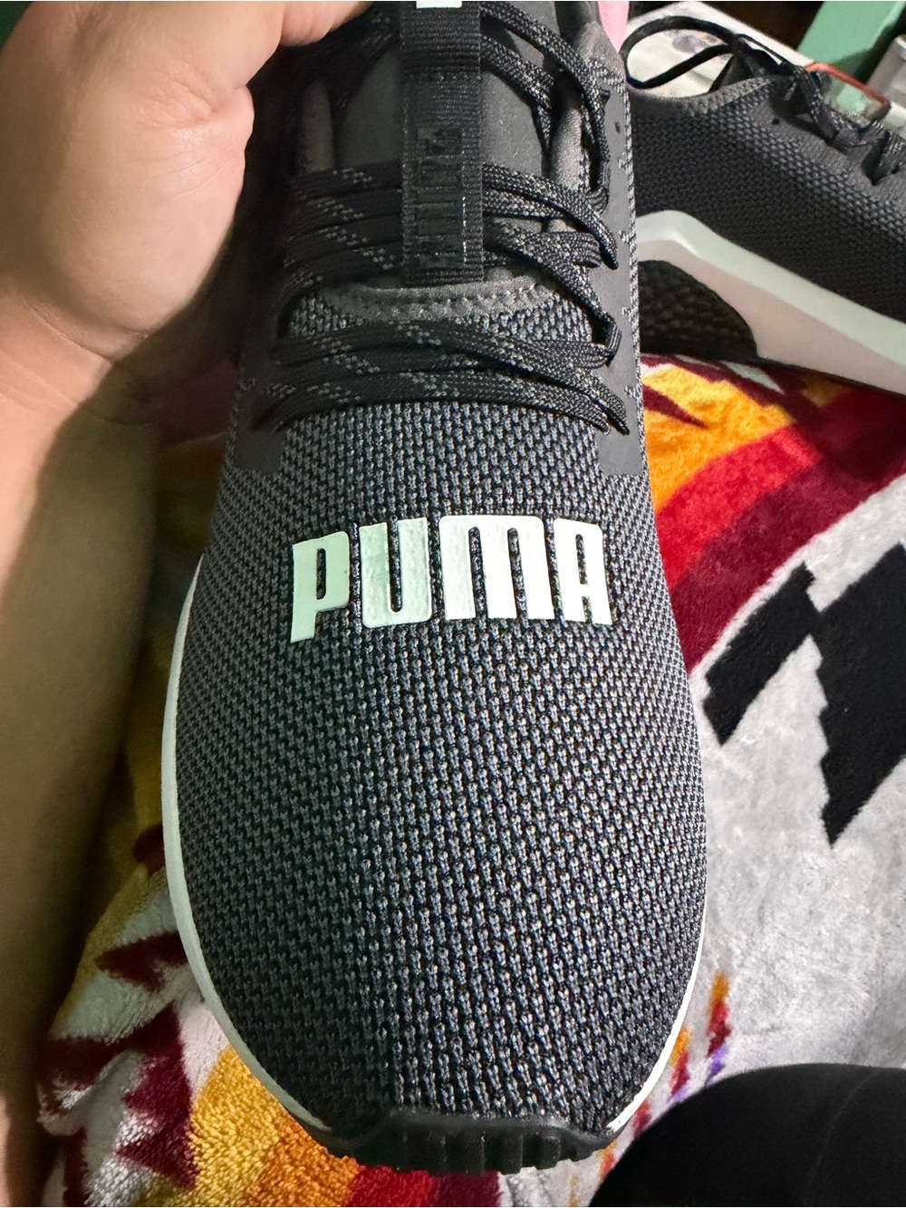 Puma Men’s Black Mesh Athletic Sneakers with White Logo
